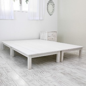 [미세스크래치A등급][White] 평상형 원목 침대 프레임 Q (매트리스규격:1500)