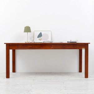 [미세스크래치][Natural] 1800 원목 와이드 책상 테이블