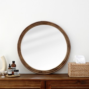 [스크래치A/T등급]라탄 등나무 빈티지 엔틱 라운드 거울