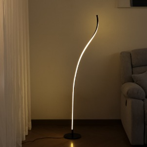 침실 거실 인테리어 LED 수면 무드등 곡선 장스탠드 조명 플로어 램프(블랙)