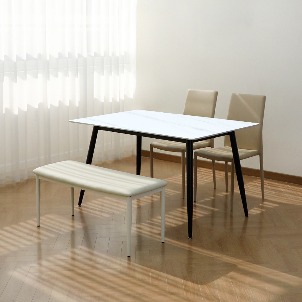 vanessdeco 베네토 무광 마블 포세린 세라믹 식탁 세트 1400 블랙 스퀘어 벤치1+의자2