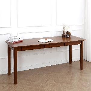 [미세스크래치][Loydn Natural] 고무나무 원목 일자형 책상 테이블 1800